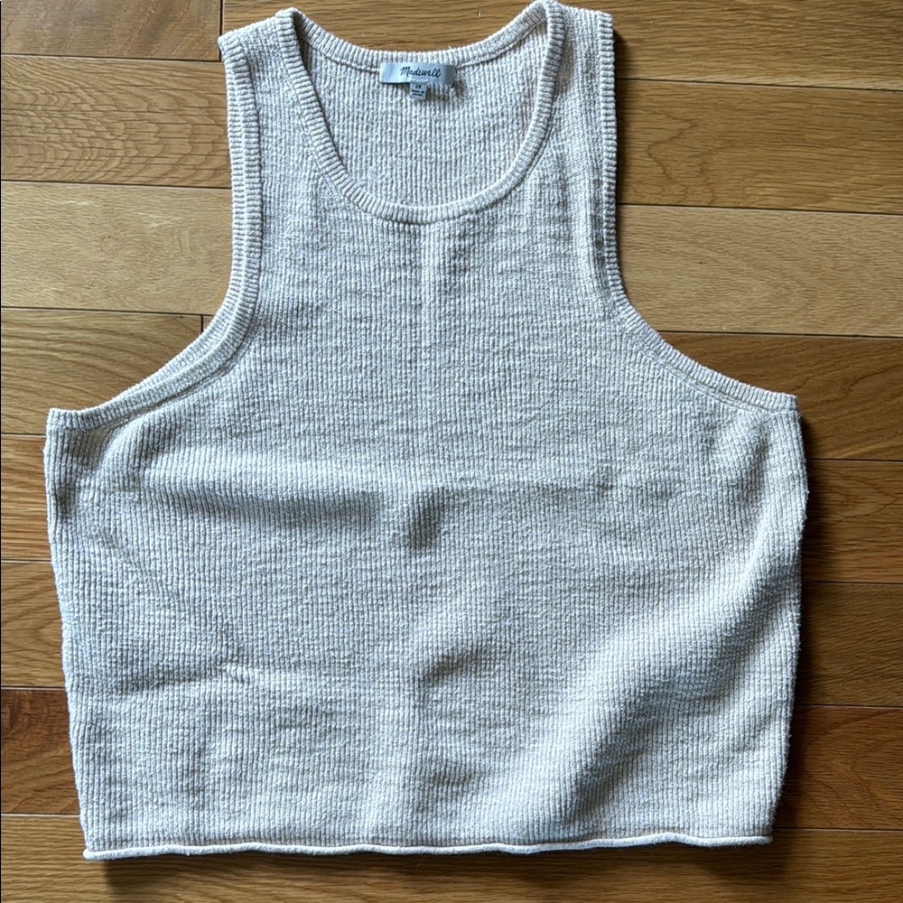 Madewell Gray Ribbed Crop Tank Top